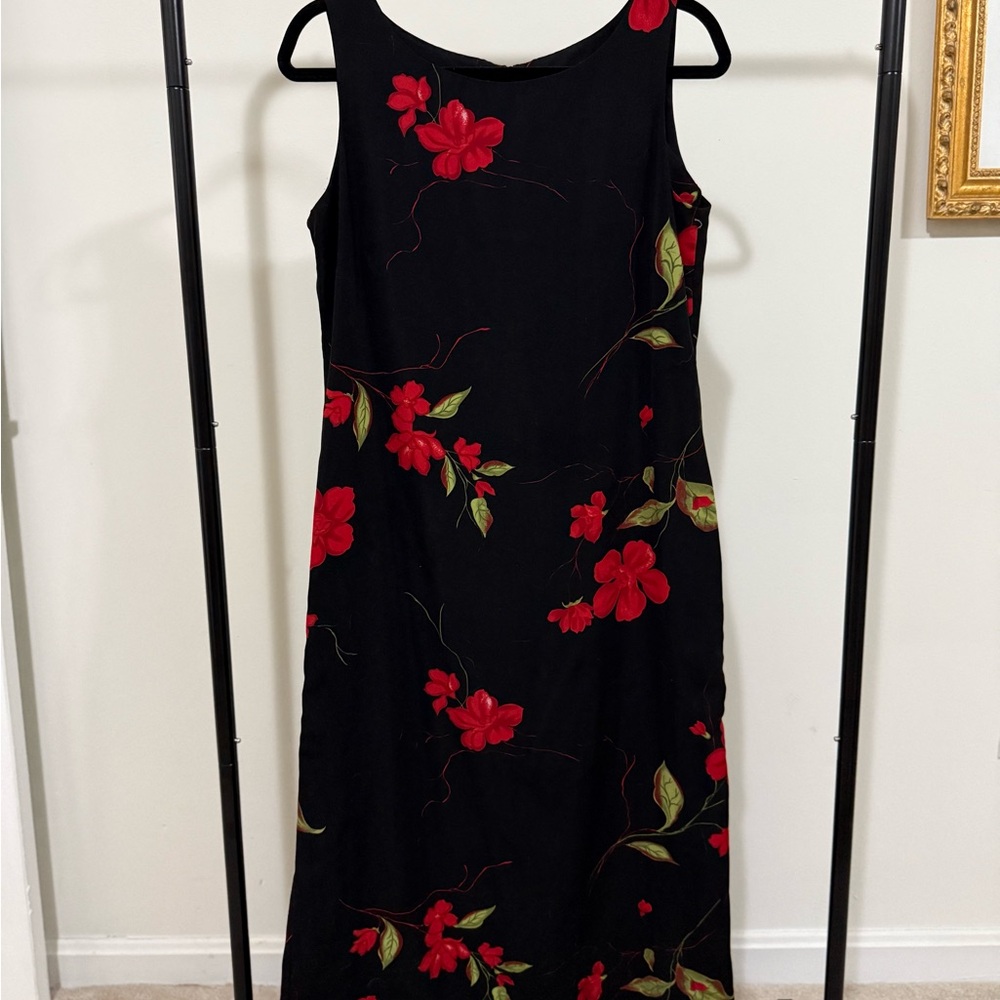 Vintage Studio 1 Floral Black and Red Women's Dress